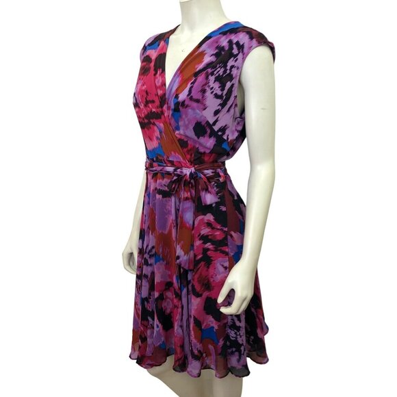 TAYLOR SURPLICE NECK fit & flare SASH WAIST TIE ‎ DRESS 12 - Picture 6 of 7